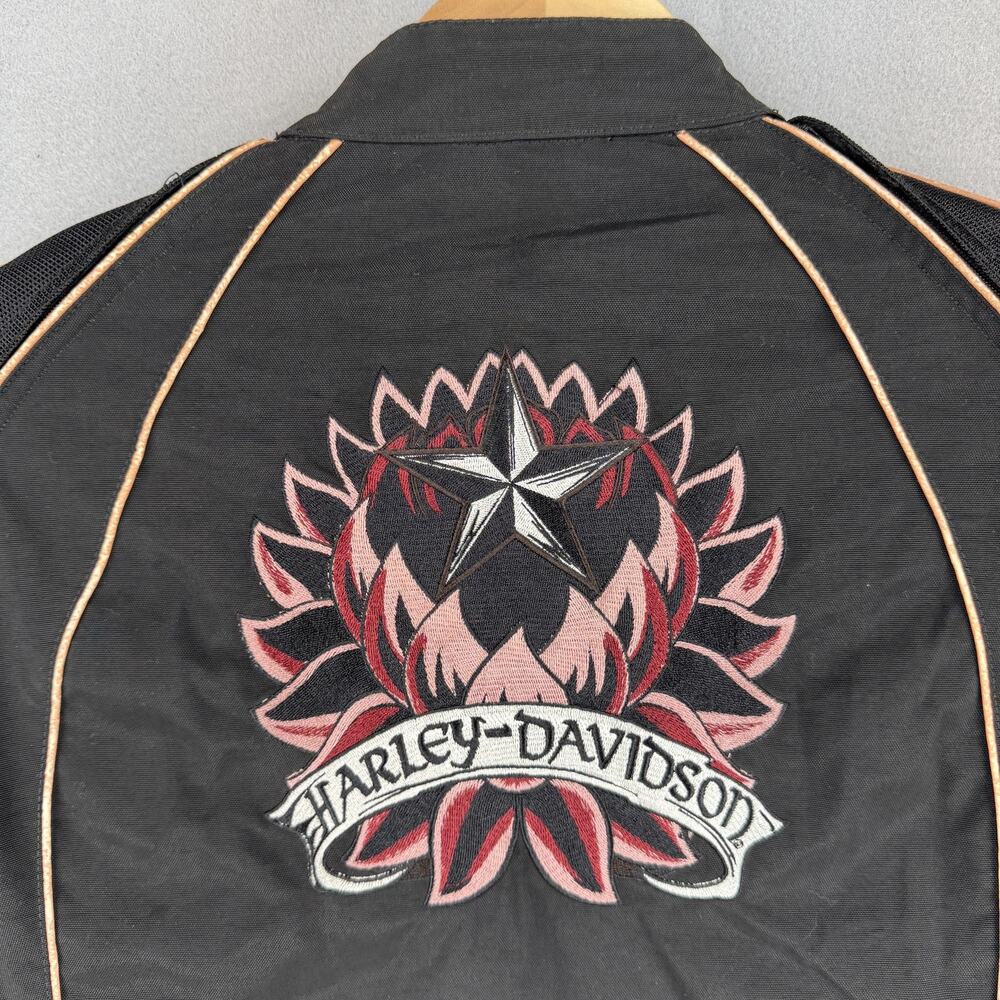 Harley-Davidson Jacket Womens XL Black Mesh Embroidered Motorcycle Riding Zip - Picture 12 of 12